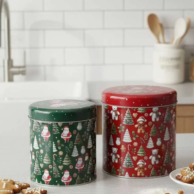 Home Styling Collection Kalėdinis įvairių dydžių metalinių indelių rinkinys, 2 vnt.