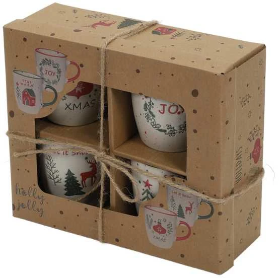 Home Styling Collection Siaki Kavos puodelių rinkinys 4 vnt 180 ml Kalėdiniai