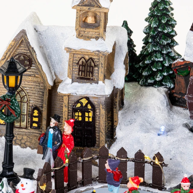 Šventinė dekoracija Fééric Lights and Christmas Kalėdų kaimelis su apšvietimu ir judančiu malūnėliu