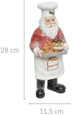 Atmosphera Kalėdų Senelio figūrėlė su padėklu ir sausainiais, 28 cm