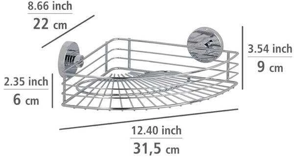 Kampinė lentyna vonios kambariui BARI, Vacuum-Loc - chromuotas plienas, WENKO