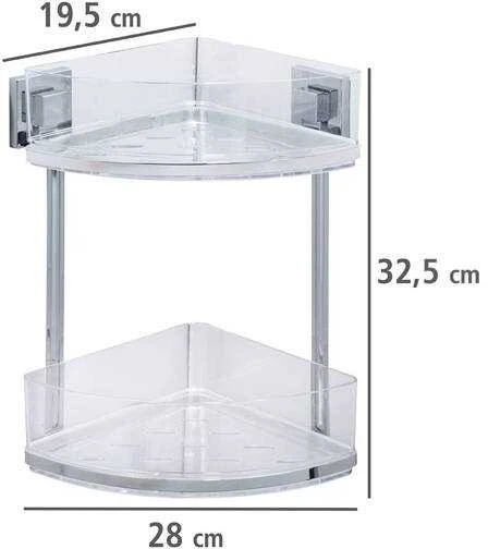 Kampinė lentyna vonios kambariui QUADRO, Vacuum-Loc, 2 lygių, WENKO