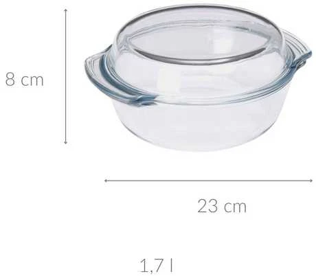 Bigbuy Cooking Orkaitėms atsparus indas su dangteliu su dangčiu Apvalus 1,7 l keptuvės forma