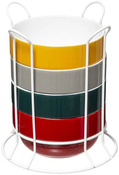 5five Simply Smart Keraminiai dubenys, dubenys ant metalinio stovo, 500 ml, rinkinyje 4 vnt