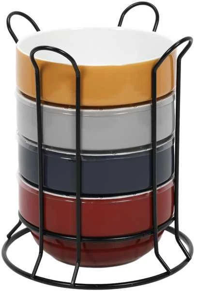 5five Simply Smart Keraminiai dubenys, dubenys ant metalinio stovo, 500 ml, rinkinyje 4 vnt