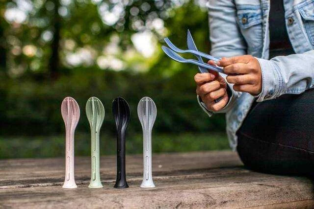KLIKK ORGANIC stalo įrankių rinkinys, protingas lankstymo būdas, 3 elementai, KOZIOL