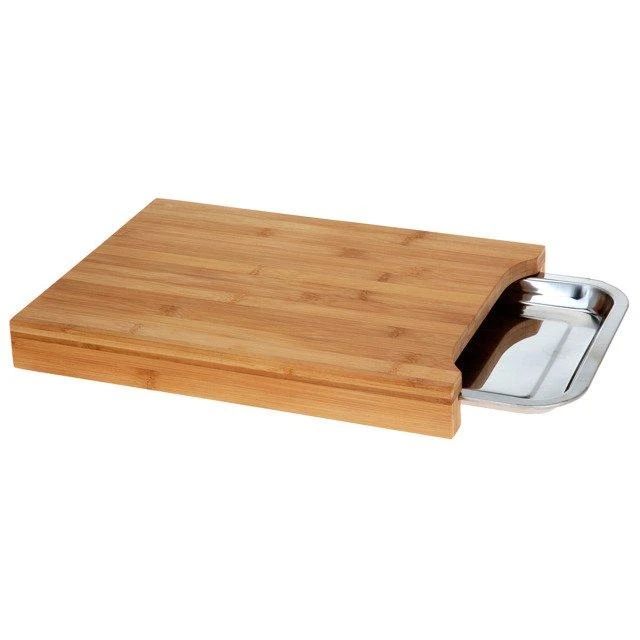 Excellent Houseware Bambukinė pjaustymo lenta su ištraukiamu padėklu 35x25 cm