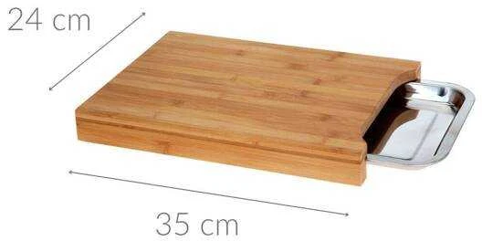 Excellent Houseware Bambukinė pjaustymo lenta su ištraukiamu padėklu 35x25 cm