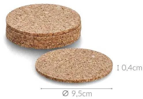 Zeller rinkinys iš 6 kamštinių padėkliukų, 9,5 cm