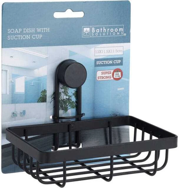 Bathroom Solutions Dušo lentyna juodo metalo su siurbtuku 13,5x10,5x11,5 cm