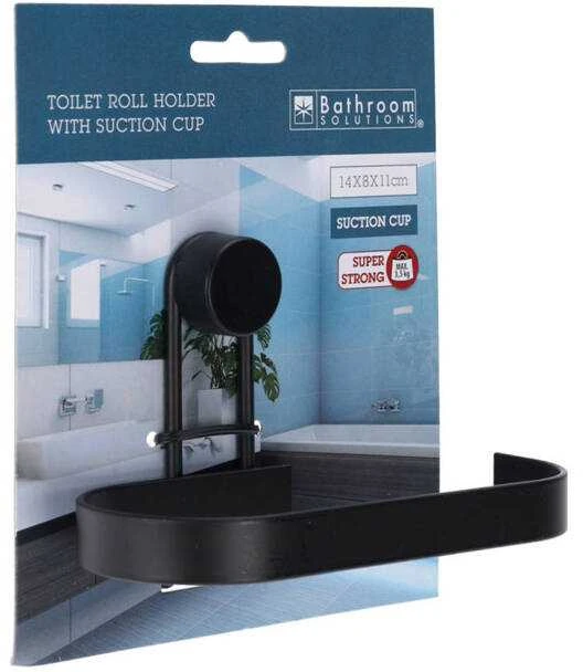 Bathroom Solutions WC popieriaus laikiklis su siurbtuku, juodas metalas