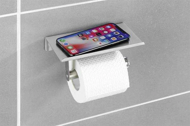 Maximex Laikiklis na papier toaletowy su półką na telefon, nerūdijantis plienas