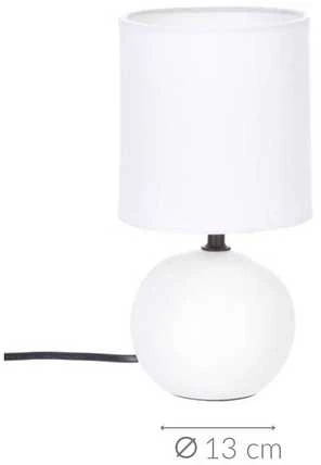 Lamp Baltas naktinis šviestuvas Boule, dekoratyvinis apšvietimas su gaubtu ir keraminiu pagrindu E14