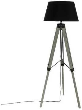 Dekoracja Domu Lamp Medinis toršeras RUNO stovimas šviestuvas su gaubtu - juodos spalvos, aukštis 145 cm
