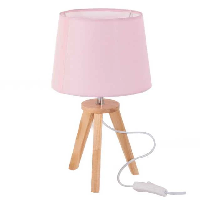 Atmosphera Lamp Naktinis šviestuvas vaikų kambariui arba miegamajam 31 cm rožinės spalvos medžio ir audinio