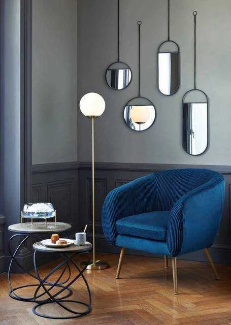 Dekoracja Domu Lamp Toršeras su apvaliu gaubtu, metalas, auksas, 134 cm
