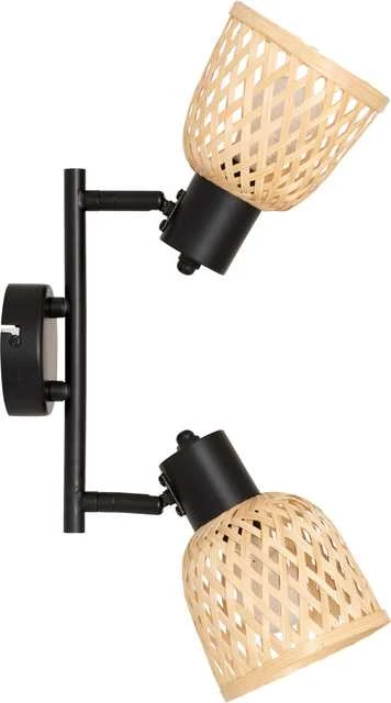 Atmosphera Bamboo LIO lubiniai šviestuvai su 2 pintais bambuko gaubtais, 2 x Ø 17 cm