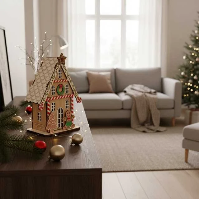 Fééric Lights and Christmas LED kalėdinis žibintas, meduolinis namelis, 15 cm