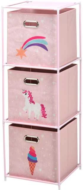 Storage Solutions Lentynėlė su tekstiliniais indeliais vaikų kambariui
