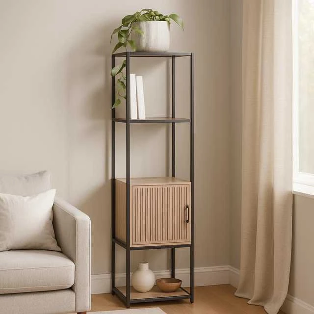 Bibliotekos lentyna su spintele KASTO, 43 x 33 x 153 cm