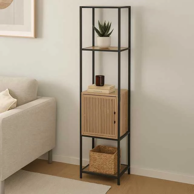 Bibliotekos lentyna su spintele KASTO, 43 x 33 x 153 cm