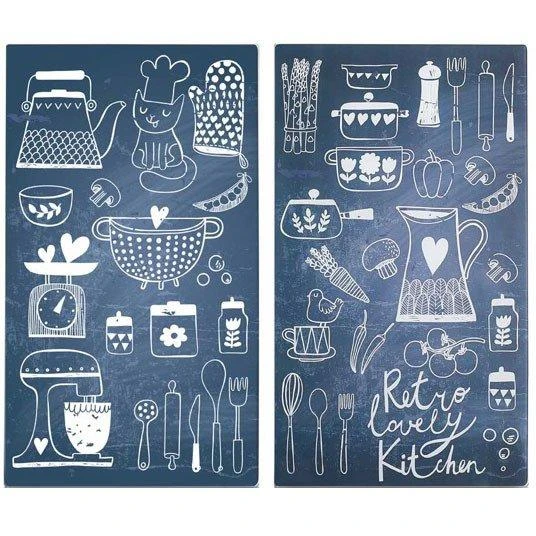 PIECES LOVELY KITCHEN stiklinės apsauginės plokštės viryklei — 2 vnt, ZELLER