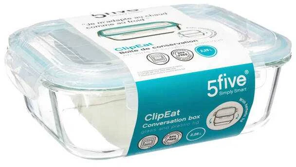 5five Simply Smart Maisto indas su dangteliu, 2,26 l, stiklinis