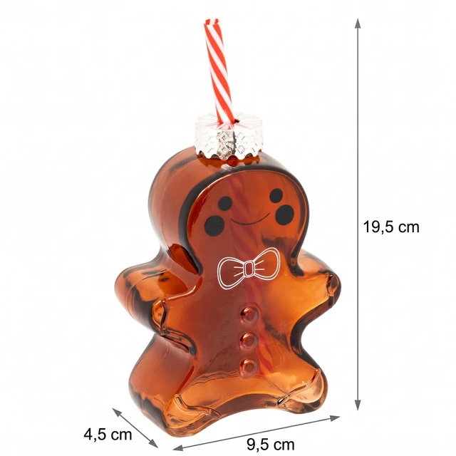 Atmosphera Glass mug in the shape of a gingerbread man with a straw, 280 ml