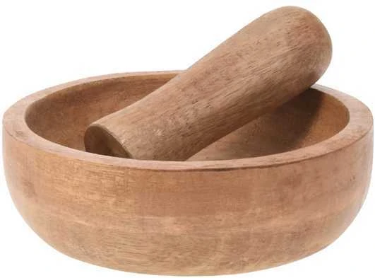 Practic Mörser Holzmörser Küchenmörser Gewürzmörser mit Stößel aus Holz