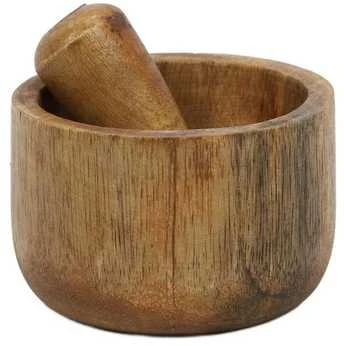 Home Styling Collection Mörser Holzmörser Küchenmörser Gewürzmörser mit Stößel aus Holz