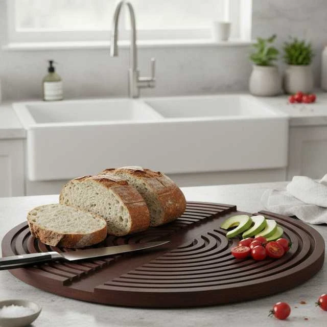 Home Styling Collection Mango medienos pjaustymo lentelė, apvali, 49 x 33 cm