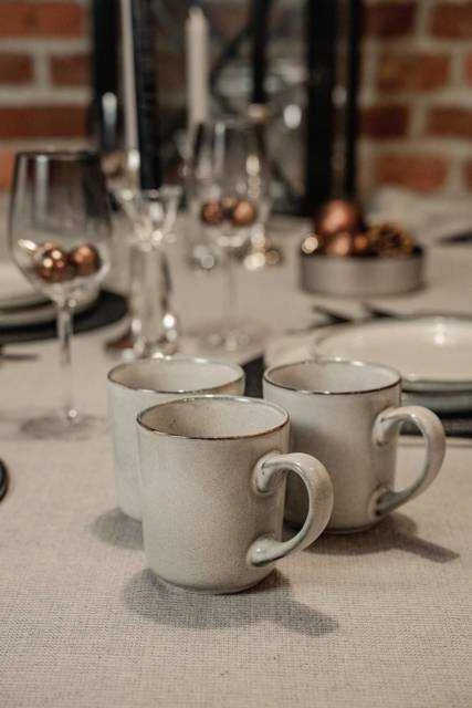 Excellent Houseware Rinkinys pietų servizas, dubuo, lėkštė, lėkštė, puodelis, 16 dalių