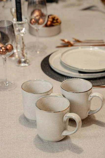 Excellent Houseware Rinkinys pietų servizas, dubuo, lėkštė, lėkštė, puodelis, 16 dalių