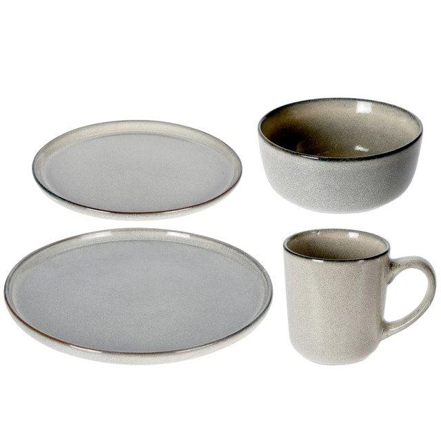 Excellent Houseware Rinkinys pietų servizas, dubuo, lėkštė, lėkštė, puodelis, 16 dalių