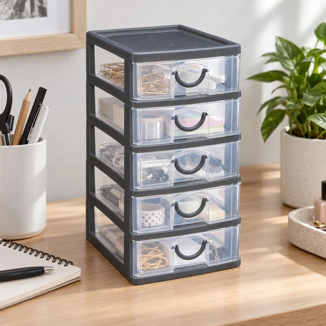 5five Simply Smart Mąstymo organizatorius su 5 stalčiais, 13 x 16 x 26 cm, pilkas