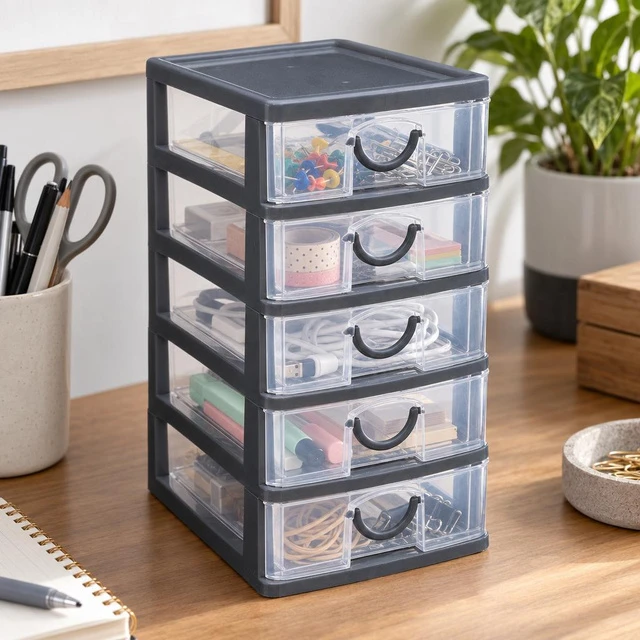 5five Simply Smart Mąstymo organizatorius su 5 stalčiais, 13 x 16 x 26 cm, pilkas