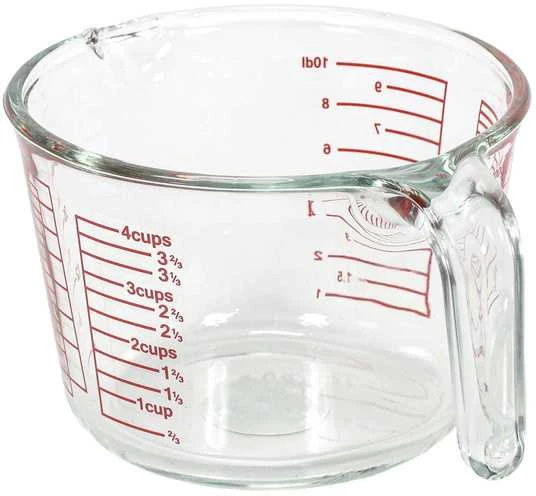 Excellent Houseware LUNU stiklinis virtuvės matavimo puodelis, 1 l