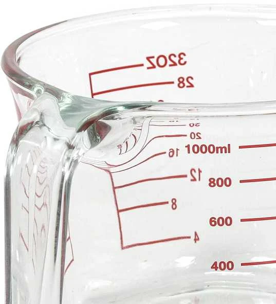 Excellent Houseware LUNU stiklinis virtuvės matavimo puodelis, 1 l