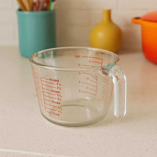 Excellent Houseware LUNU stiklinis virtuvės matavimo puodelis, 1 l