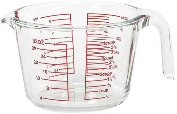 Excellent Houseware LUNU stiklinis virtuvės matavimo puodelis, 1 l