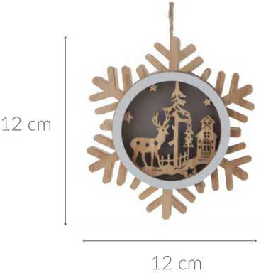 Home Styling Collection Medinė kalėdinė dekoracija pakabinimui, 12 cm