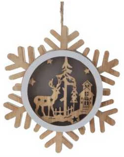 Home Styling Collection Medinė kalėdinė dekoracija pakabinimui, 12 cm