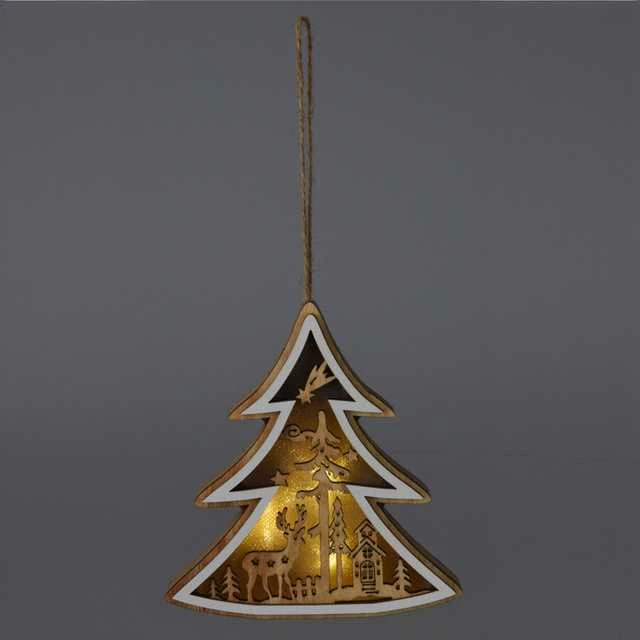 Home Styling Collection Medinė kalėdinė dekoracija pakabinimui, 12 cm