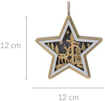 Home Styling Collection Medinė kalėdinė dekoracija pakabinimui, 12 cm
