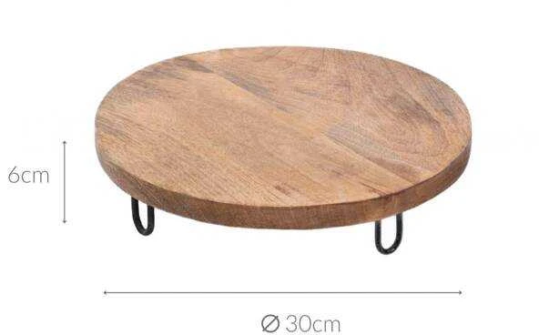 Excellent Houseware Serviravimo lenta medinė ant kojų 28,5 cm