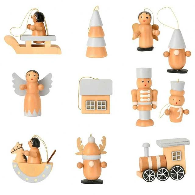 Home Styling Collection Medinių eglutės žaisliukų rinkinys, 12 vnt.