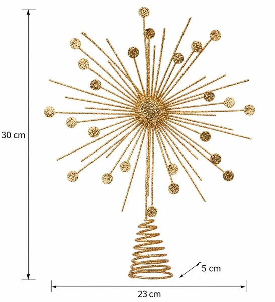 Atmosphera Metal star for the top of the Christmas medžio, auksinis, 30 cm