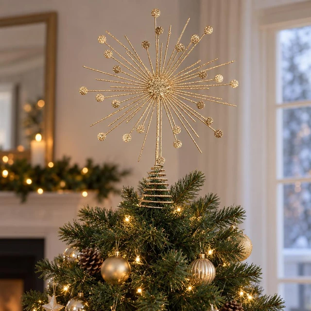 Atmosphera Metal star for the top of the Christmas medžio, auksinis, 30 cm