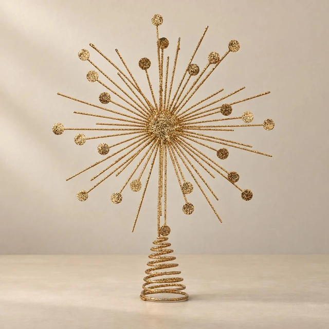 Atmosphera Metalinė žvaigždė Kalėdų medžio viršūnei, auksinė, 30 cm