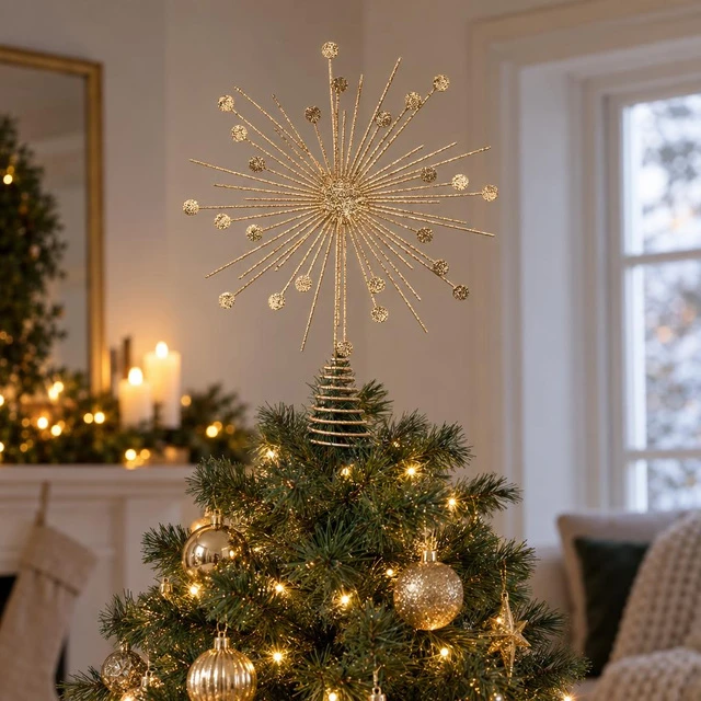 Atmosphera Metal star for the top of the Christmas medžio, auksinis, 30 cm